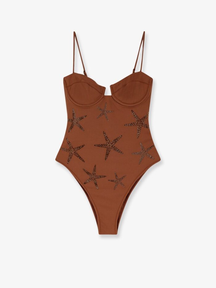 MC2 SAINT BARTH Medea One-Piece Swimsuit With Strass Starfish Motif