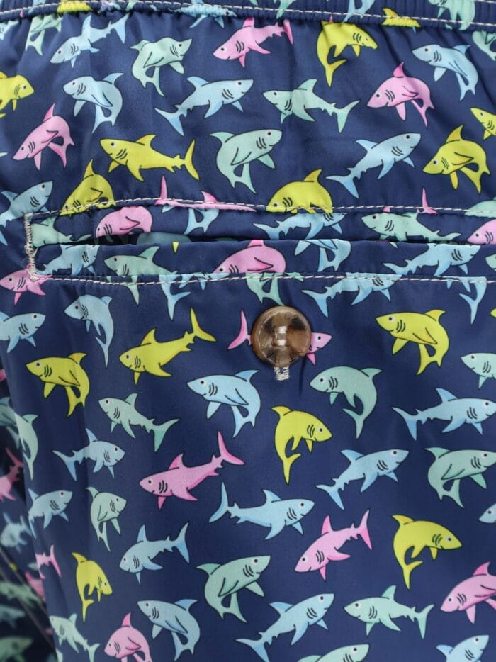 MC2 SAINT BARTH Nylon Swim Shorts With Shark Trouble Print