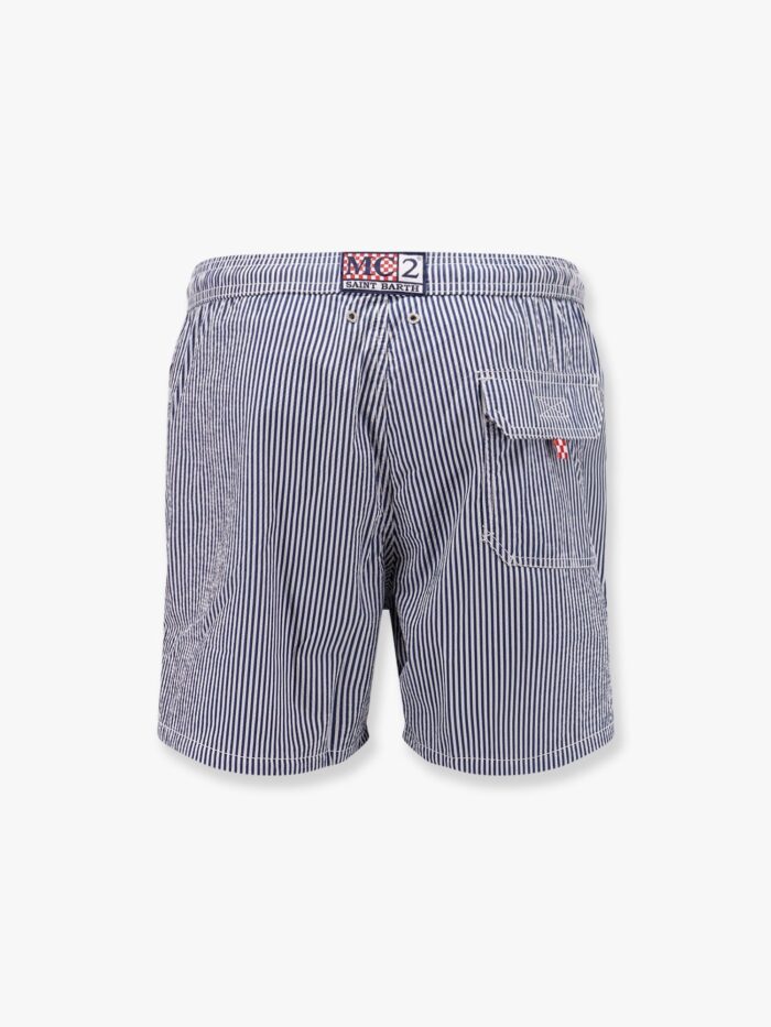 MC2 SAINT BARTH Patmos Nylon Swim Trunk With Seersucker Stripes Print