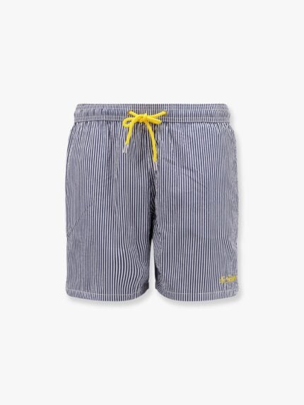 MC2 SAINT BARTH Patmos Nylon Swim Trunk With Seersucker Stripes Print