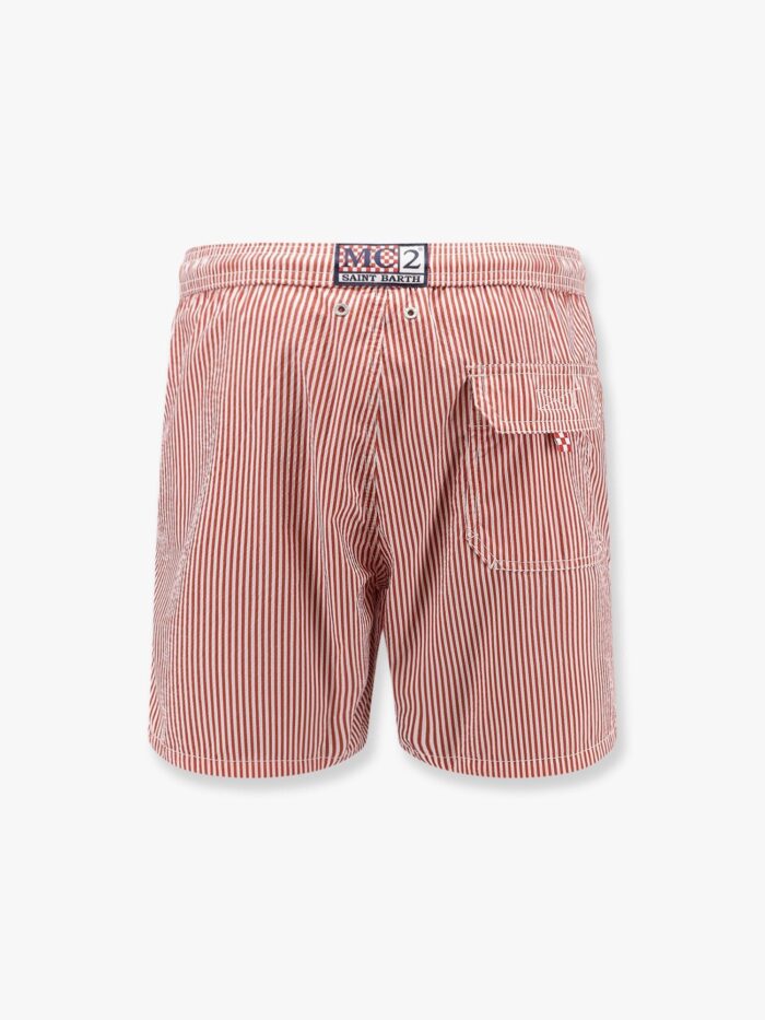 MC2 SAINT BARTH Patmos Swim Trunks With Seersucker Stripes Print