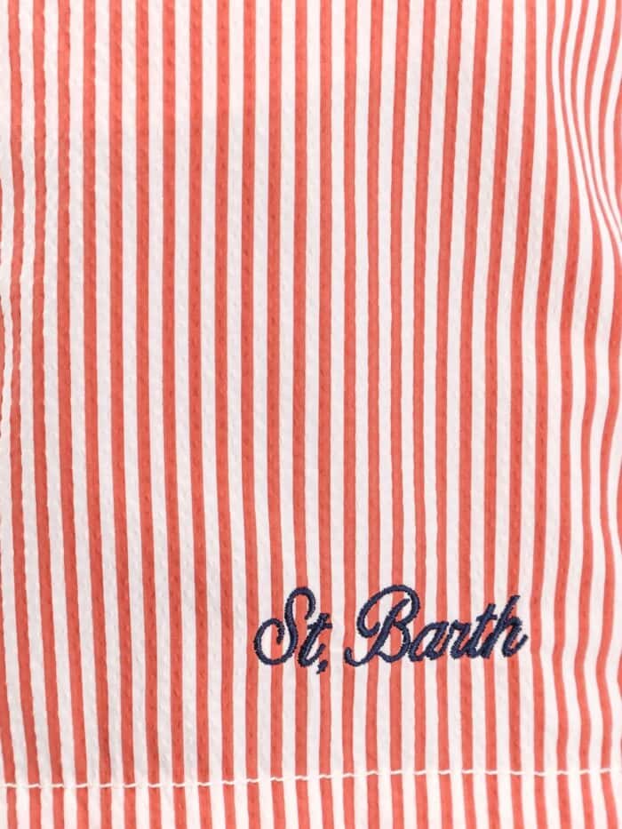 MC2 SAINT BARTH Patmos Swim Trunks With Seersucker Stripes Print