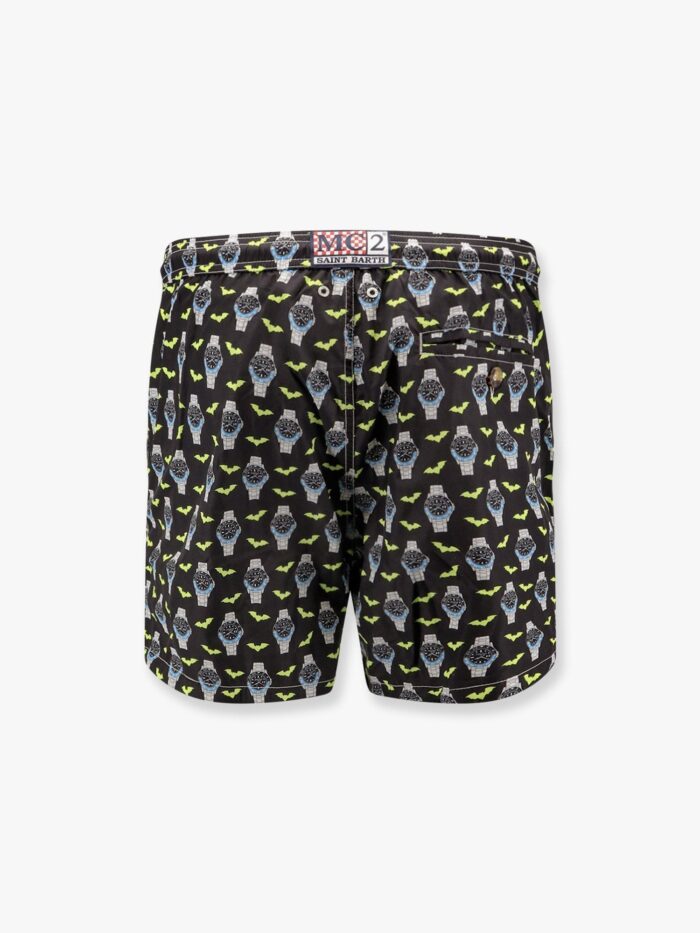 MC2 SAINT BARTH Recycled Nylon Swim Trunks With Bat O Clock Print