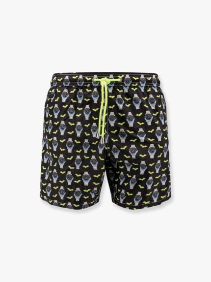 MC2 SAINT BARTH Recycled Nylon Swim Trunks With Bat O Clock Print