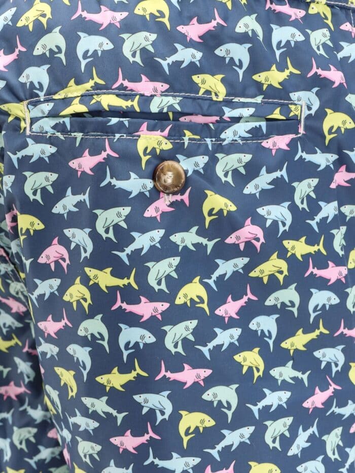 MC2 SAINT BARTH Recycled Nylon Swim Trunks With Shark Trouble Multicolor Print