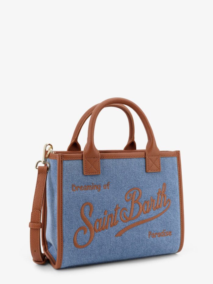 MC2 SAINT BARTH Vanity Bag Midi Denim Crossbody Bag With Embroidered Logo On The Front