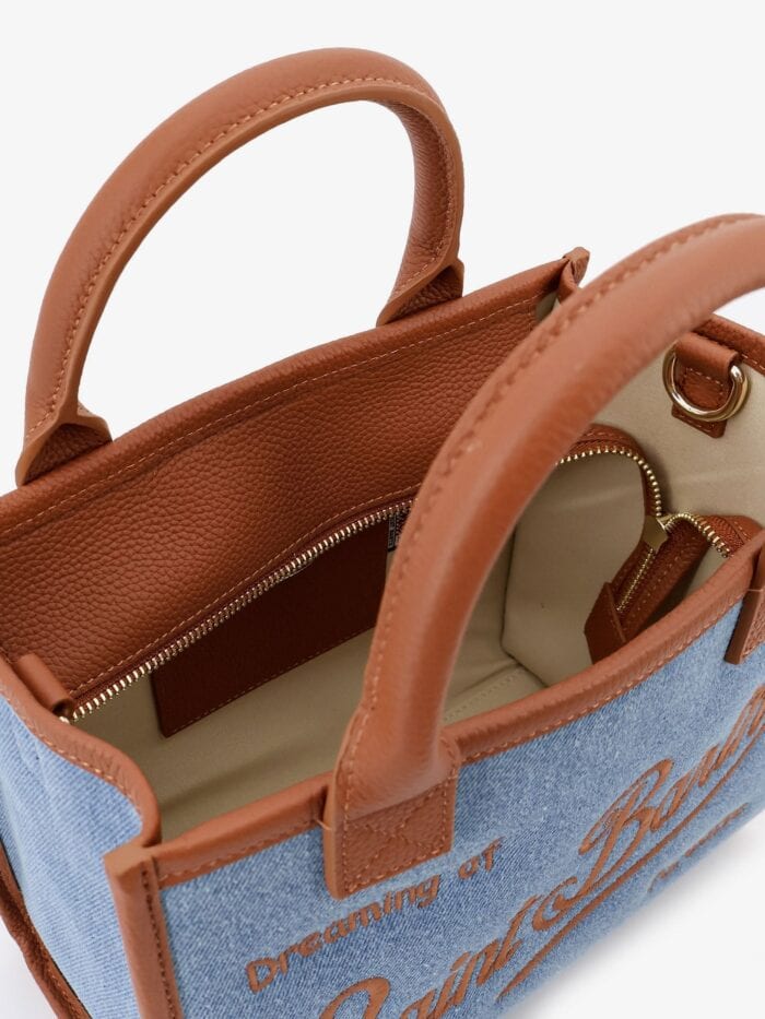 MC2 SAINT BARTH Vanity Bag Midi Denim Crossbody Bag With Embroidered Logo On The Front