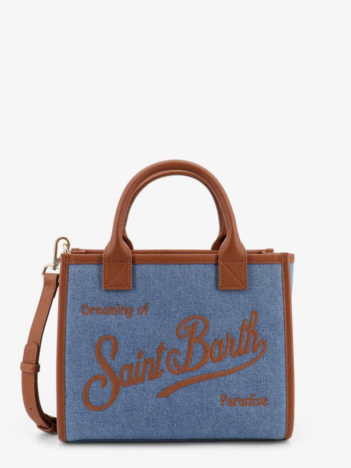 MC2 SAINT BARTH Vanity Bag Midi Denim Crossbody Bag With Embroidered Logo On The Front
