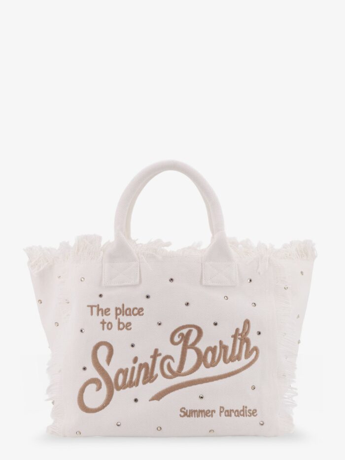 mc2 saint barth vanity canvas handbag with rhinestones MC2 SAINT BARTH Vanity Canvas Handbag With Rhinestones