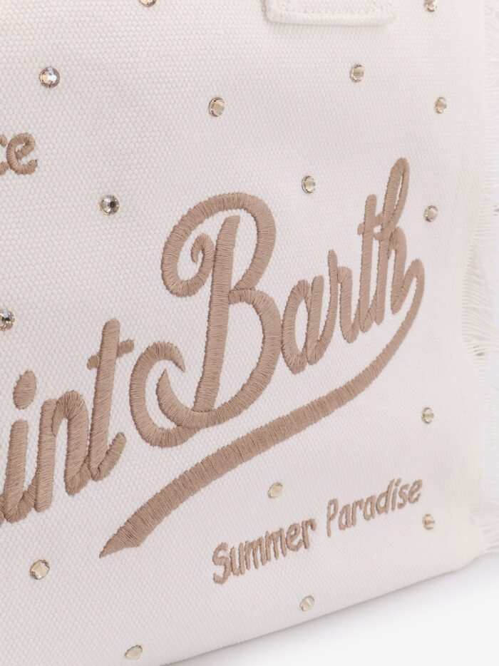 mc2 saint barth vanity canvas handbag with rhinestones MC2 SAINT BARTH Vanity Canvas Handbag With Rhinestones