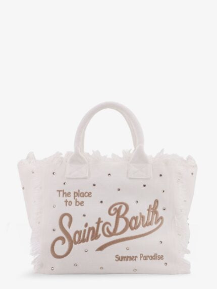 MC2 SAINT BARTH Vanity Canvas Handbag With Rhinestones