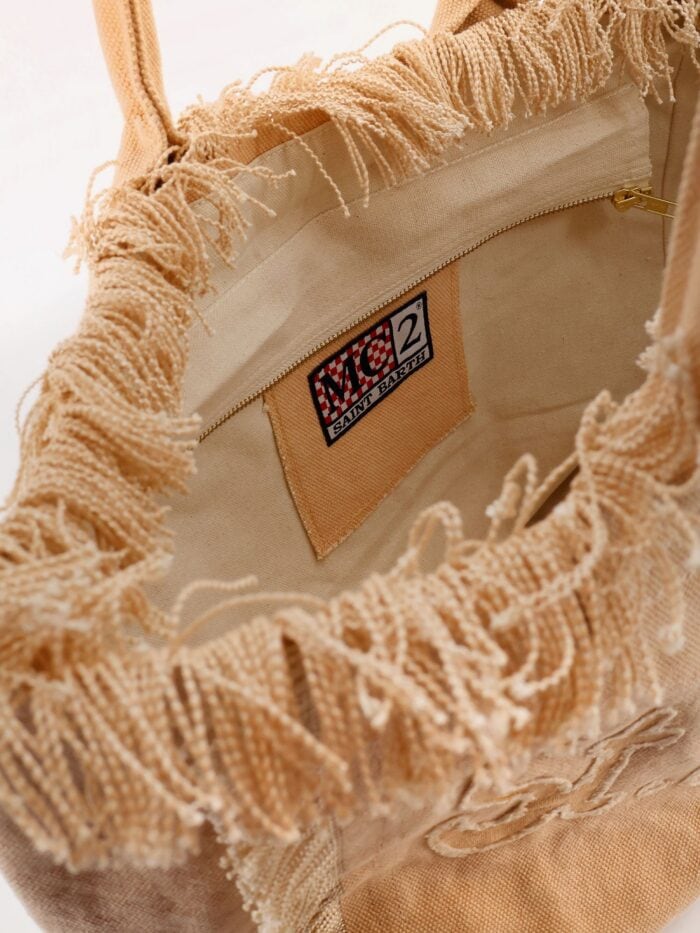 MC2 SAINT BARTH Vanity Canvas Shioulder Bag With Frayed Edges