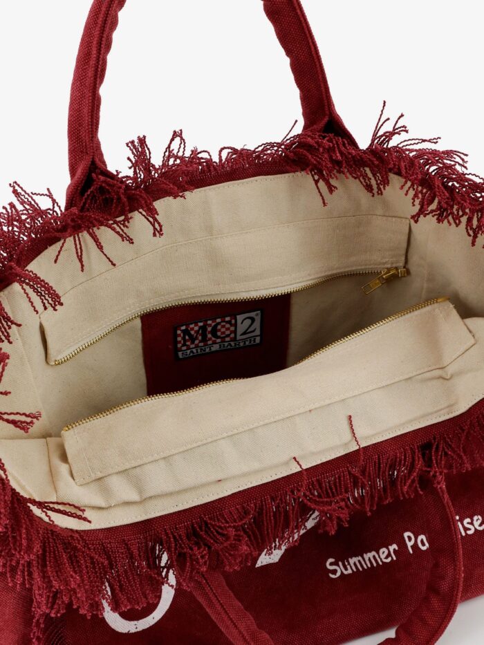 MC2 SAINT BARTH Vanity Canvas Shoulder Bag With Frayed Edges