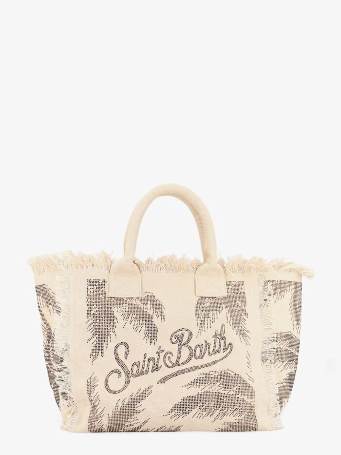 MC2 SAINT BARTH Vanity Canvas Shoulder Bag With Rhinestone Detail