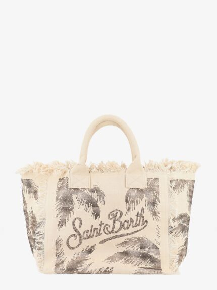 MC2 SAINT BARTH Vanity Canvas Shoulder Bag With Rhinestone Detail