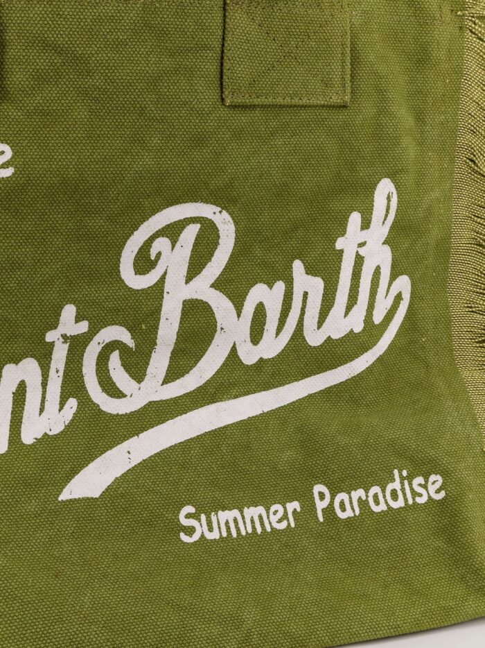 MC2 SAINT BARTH Vanity Cotton Handbag With Maxi Logo Print