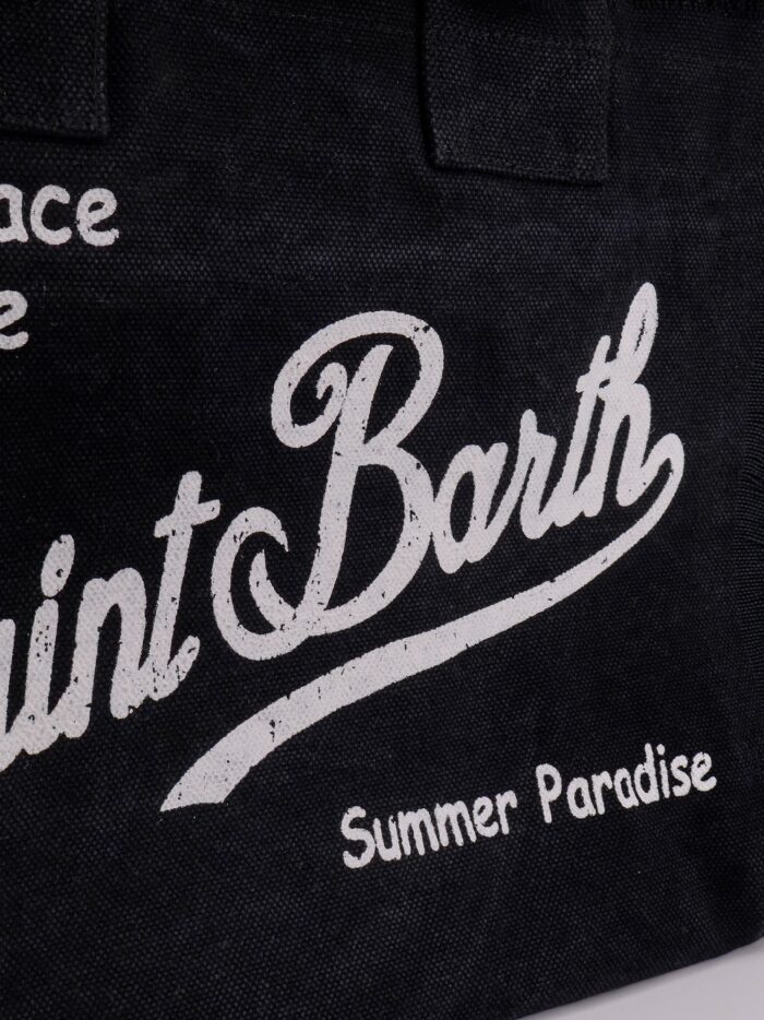 MC2 SAINT BARTH Vanity Cotton Handbag With Maxi Logo Print