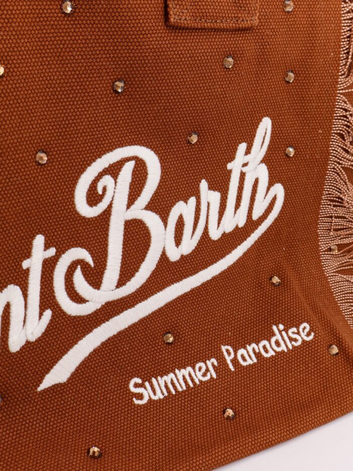 MC2 SAINT BARTH Vanity Cotton Handbag With Rhinestones