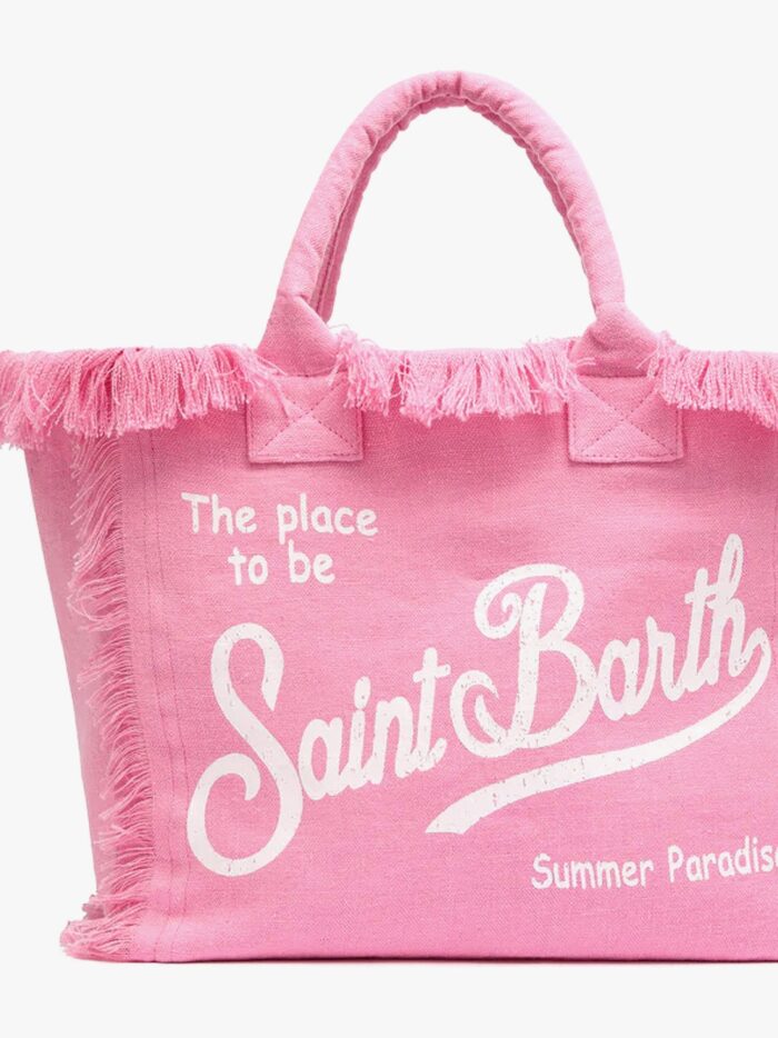 MC2 SAINT BARTH Vanity Linen Handbag With Logo Print