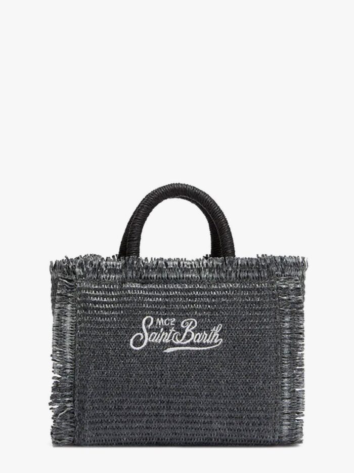MC2 SAINT BARTH Vanity Mini Straw Handbag With Rhinestones Motif