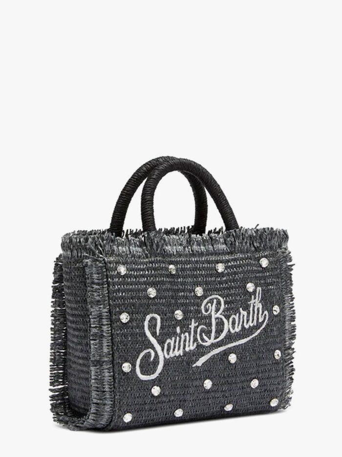 MC2 SAINT BARTH Vanity Mini Straw Handbag With Rhinestones Motif
