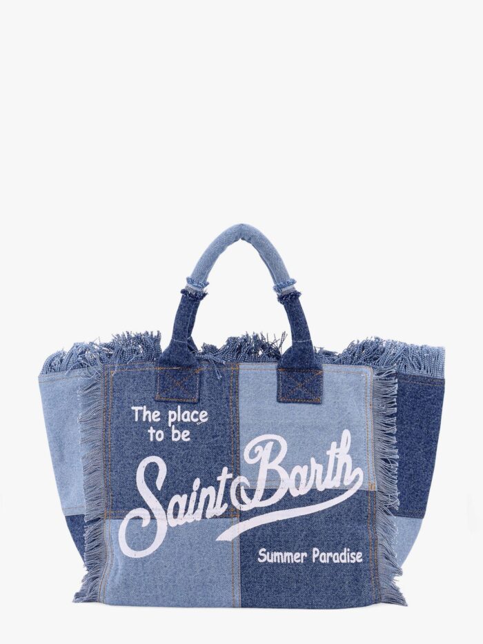 MC2 SAINT BARTH Vanity Patchwork Denim Handbag With Logo Print