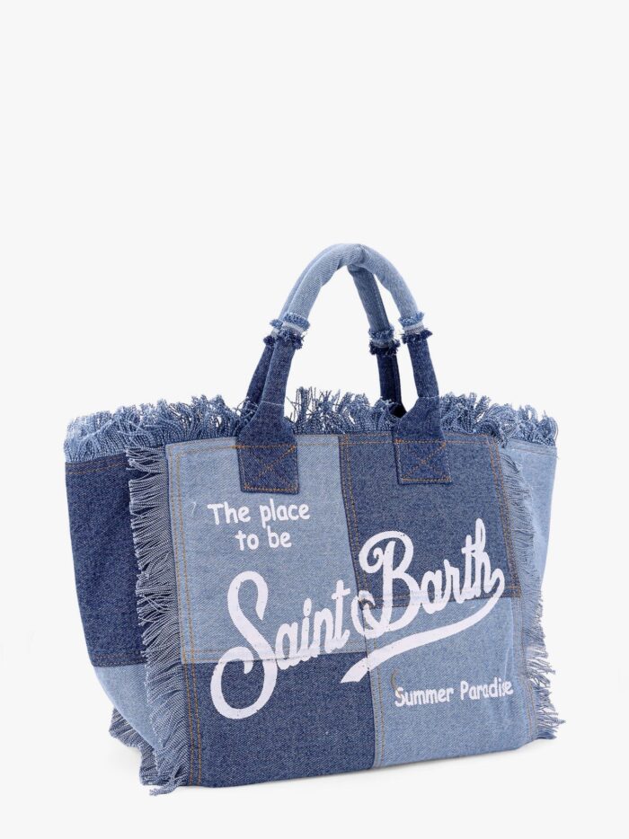 MC2 SAINT BARTH Vanity Patchwork Denim Handbag With Logo Print