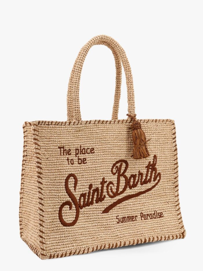 MC2 SAINT BARTH Vanity Raffia Handbag With Logo Embroidery