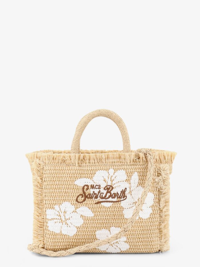 MC2 SAINT BARTH Vanity Shoulder Bag In Raffia With Embroidered Logo On The Front