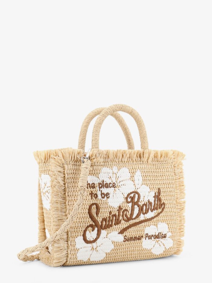 MC2 SAINT BARTH Vanity Shoulder Bag In Raffia With Embroidered Logo On The Front