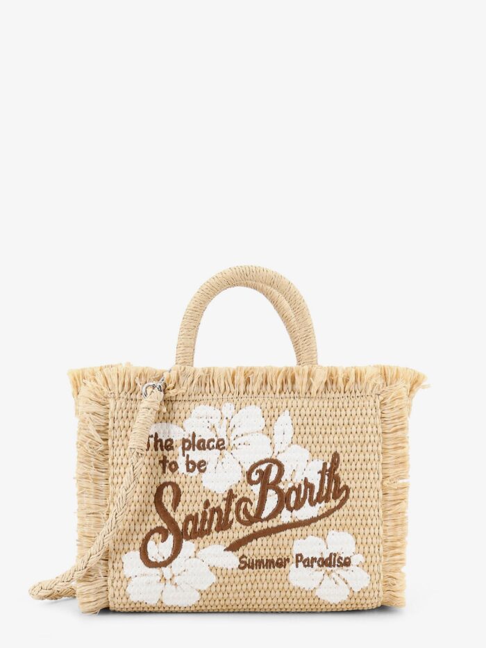MC2 SAINT BARTH Vanity Shoulder Bag In Raffia With Embroidered Logo On The Front