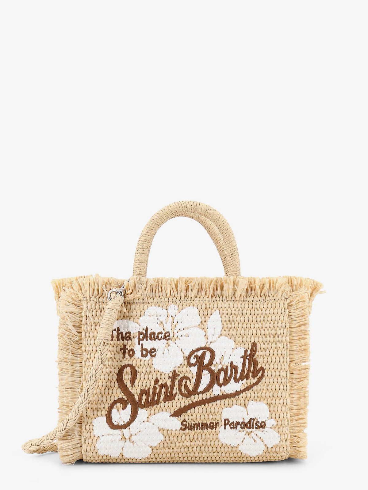 MC2 SAINT BARTH Vanity Shoulder Bag In Raffia With Embroidered Logo On The Front