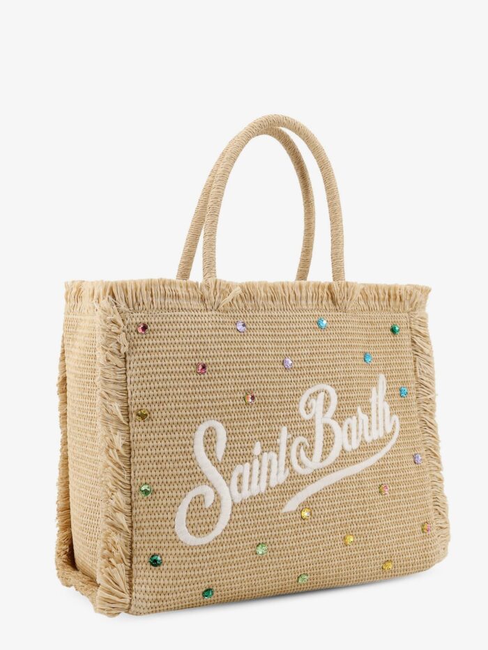MC2 SAINT BARTH Vanity Straw Raffia Handbag With Multicolored Rhinestones