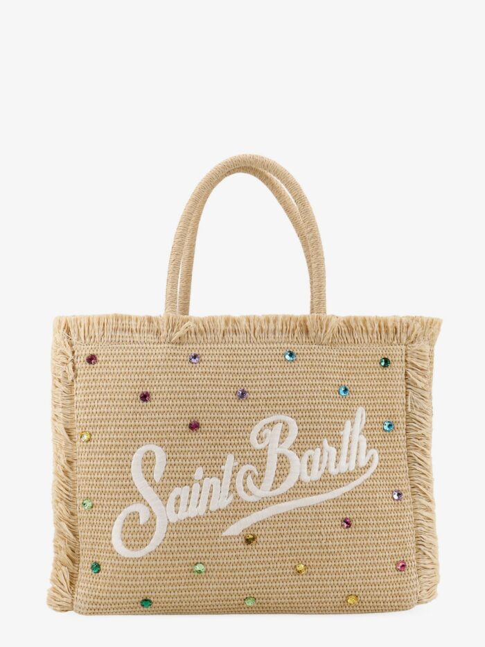 MC2 SAINT BARTH Vanity Straw Raffia Handbag With Multicolored Rhinestones