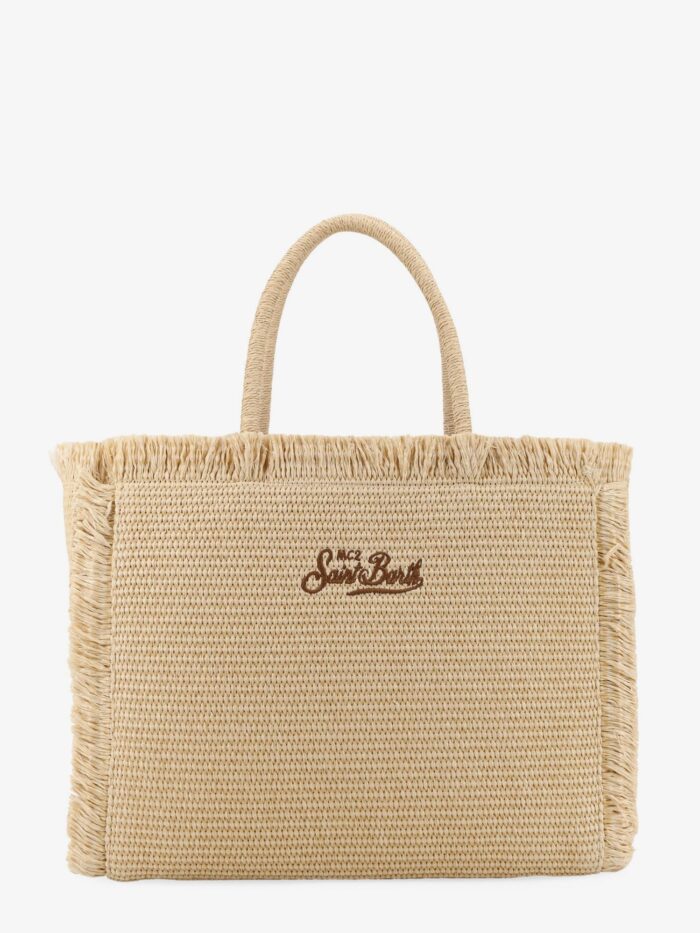MC2 SAINT BARTH Vanity Straw Raffia Handbag With Rhinestones