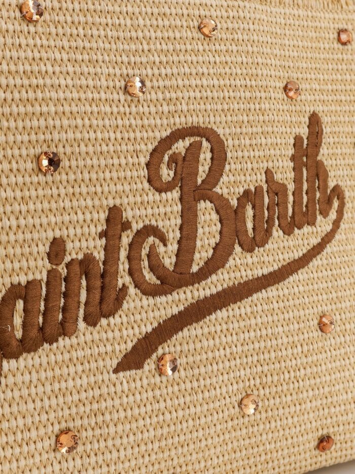 MC2 SAINT BARTH Vanity Straw Raffia Handbag With Rhinestones