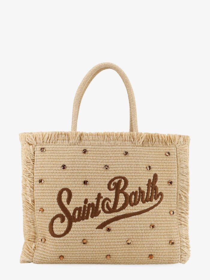 MC2 SAINT BARTH Vanity Straw Raffia Handbag With Rhinestones