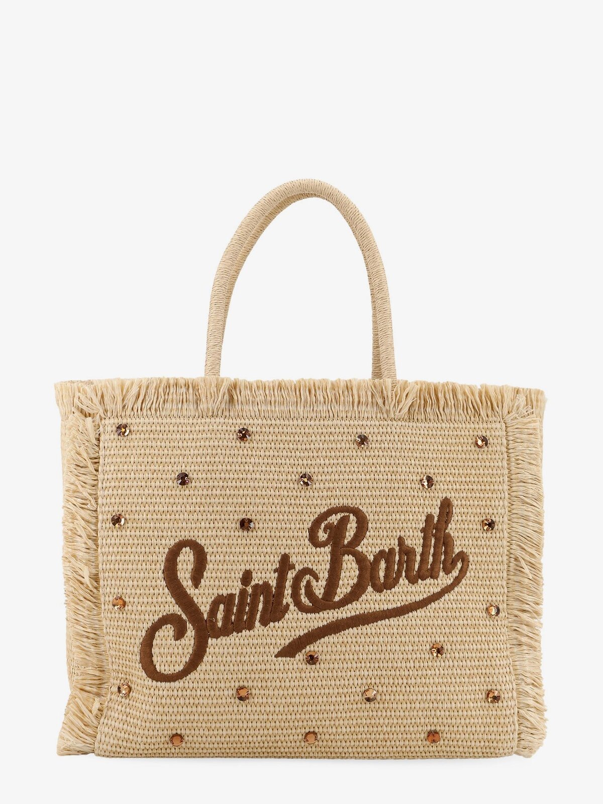 MC2 SAINT BARTH Vanity Straw Raffia Handbag With Rhinestones