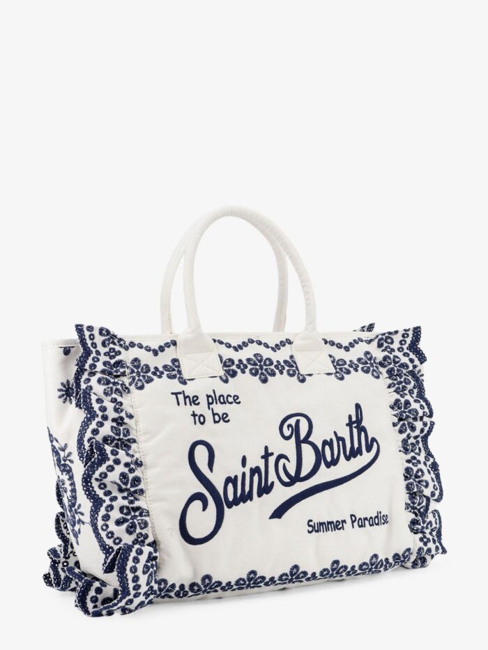 MC2 SAINT BARTH Vanity Volant Canvas Handbag With Sangallo Embroidery