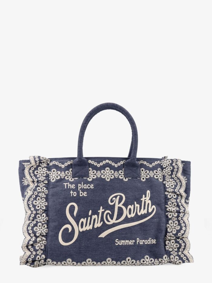 MC2 SAINT BARTH Vanity Volant Canvas Handbag With Sangallo Embroidery