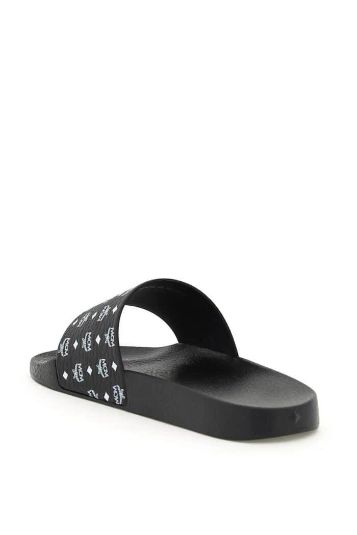 Mcm Monogram Print Rubber Slides