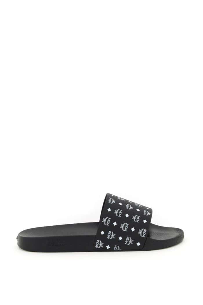 Mcm Monogram Print Rubber Slides