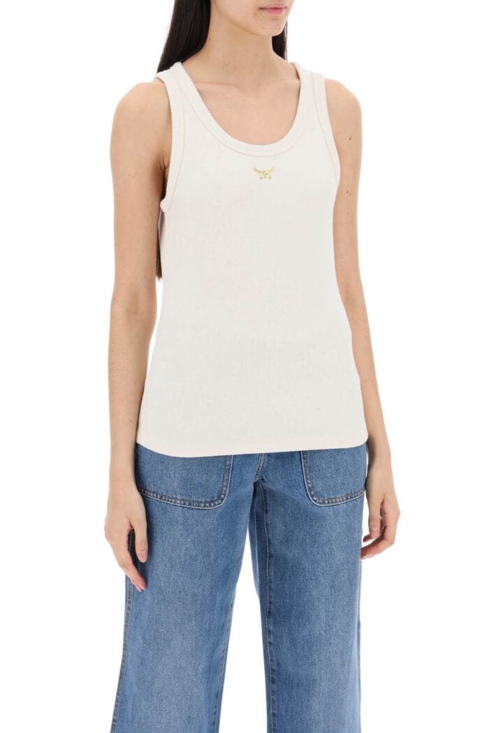 MCM Textured Sleeveless Top With Logo