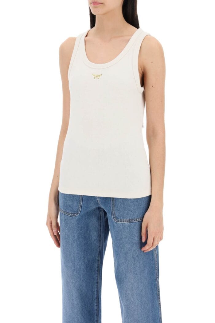 MCM Textured Sleeveless Top With Logo