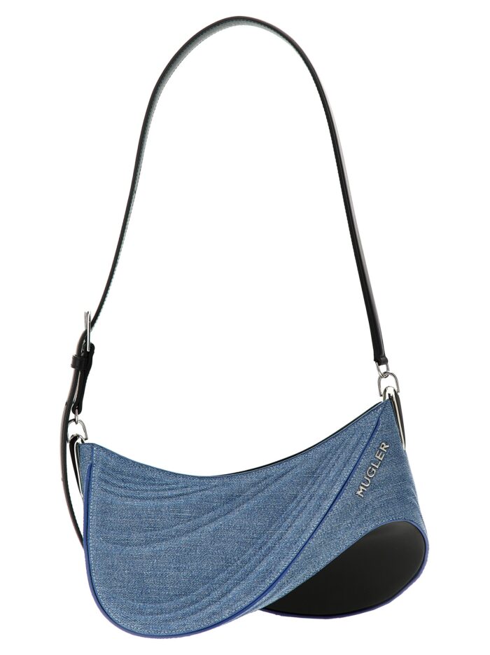 mugler 'medium denim spiral curve 01' shoulder bag MUGLER 'medium Denim Spiral Curve 01' Shoulder Bag