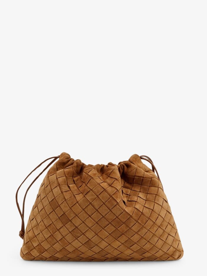 bottega veneta medium dustbag in suede with intrecciato effect Bottega Veneta Medium Dustbag In Suede With Intrecciato Effect