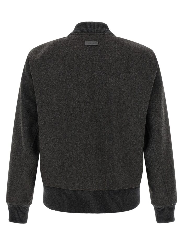 Lardini Mélange Grey Wool Bomber Jacket