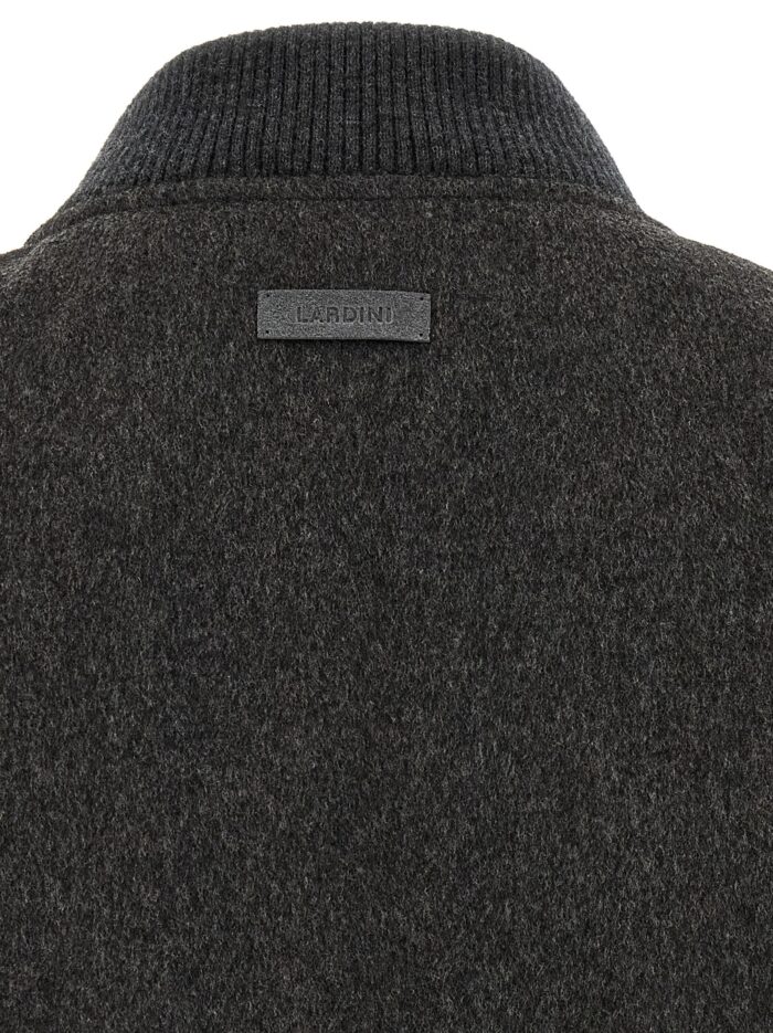 Lardini Mélange Grey Wool Bomber Jacket