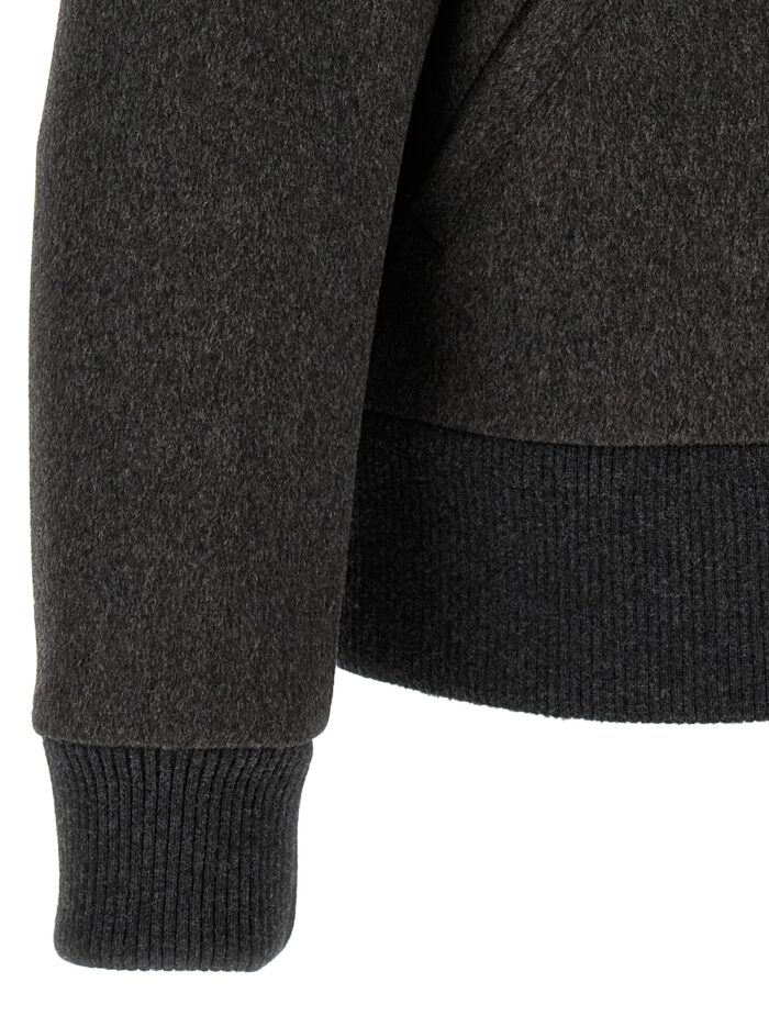 Lardini Mélange Grey Wool Bomber Jacket