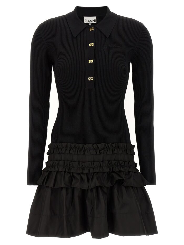 ganni 'melange rib knit mini' dress GANNI 'Melange Rib Knit Mini' Dress